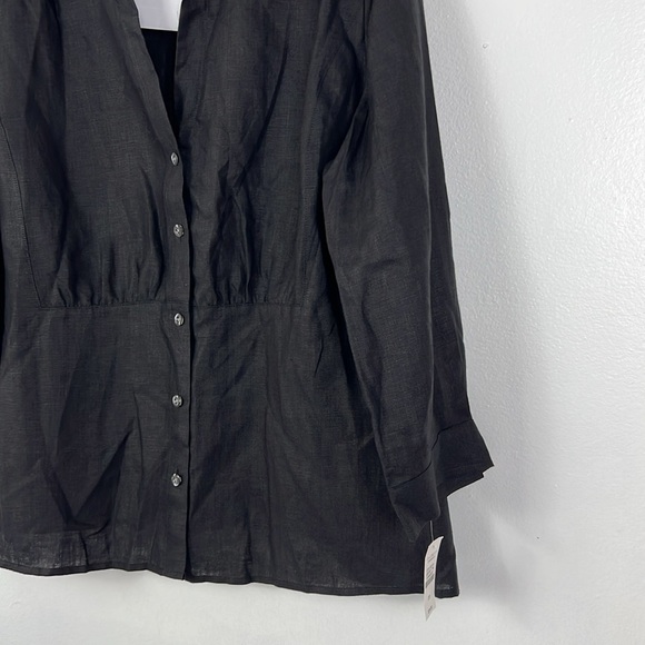 Talbots New Women’s 20 Pure Irish 100% Linen Quarter Sleeve Button Up Top - Picture 6 of 7